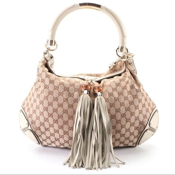 Gucci GG Indy Leather and Canvas bag with tassels! - Picture 1 of 9